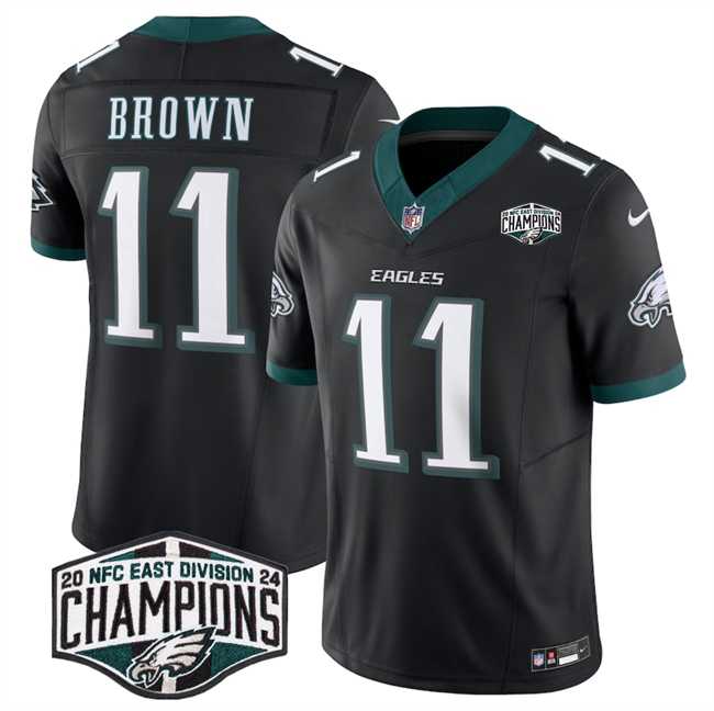 Men's Philadelphia Eagles #11 A.J. Brown Black 2024 New NFC East Champions F.U.S.E. Vapor Untouchable Limited Stitched Jersey,We sell and wholesale Men's Philadelphia Eagles #11 A.J. Brown Black 2024 New NFC East Champions F.U.S.E. Vapor Untouchable Limited Stitched Jersey on line form chian!